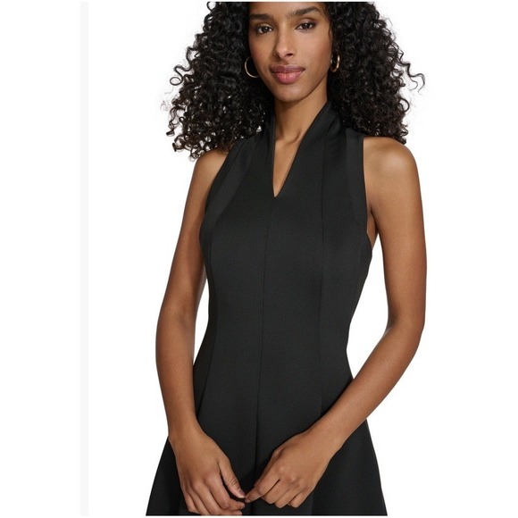 Calvin Klein Sleeveless Scuba Crepe A-Line Logo Zip Dress Size 10 Cocktail Party - Picture 4 of 13